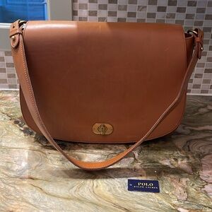POLO Ralph Lauren Tan Saddle Leather Shoulder Bag